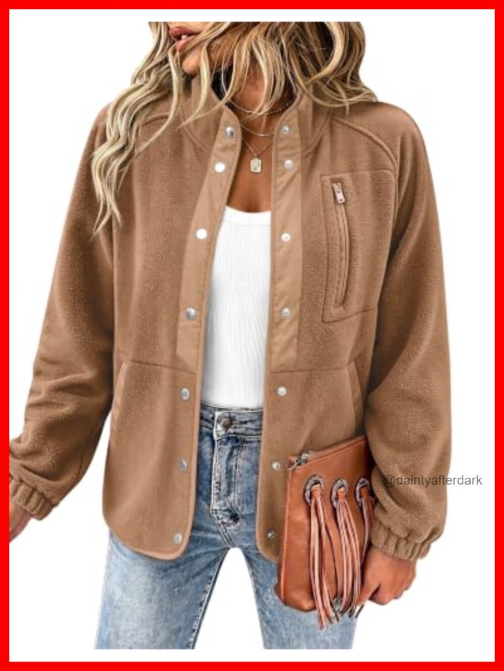 Fleece Jacket Aztec Print Snap Button Western Outerwear